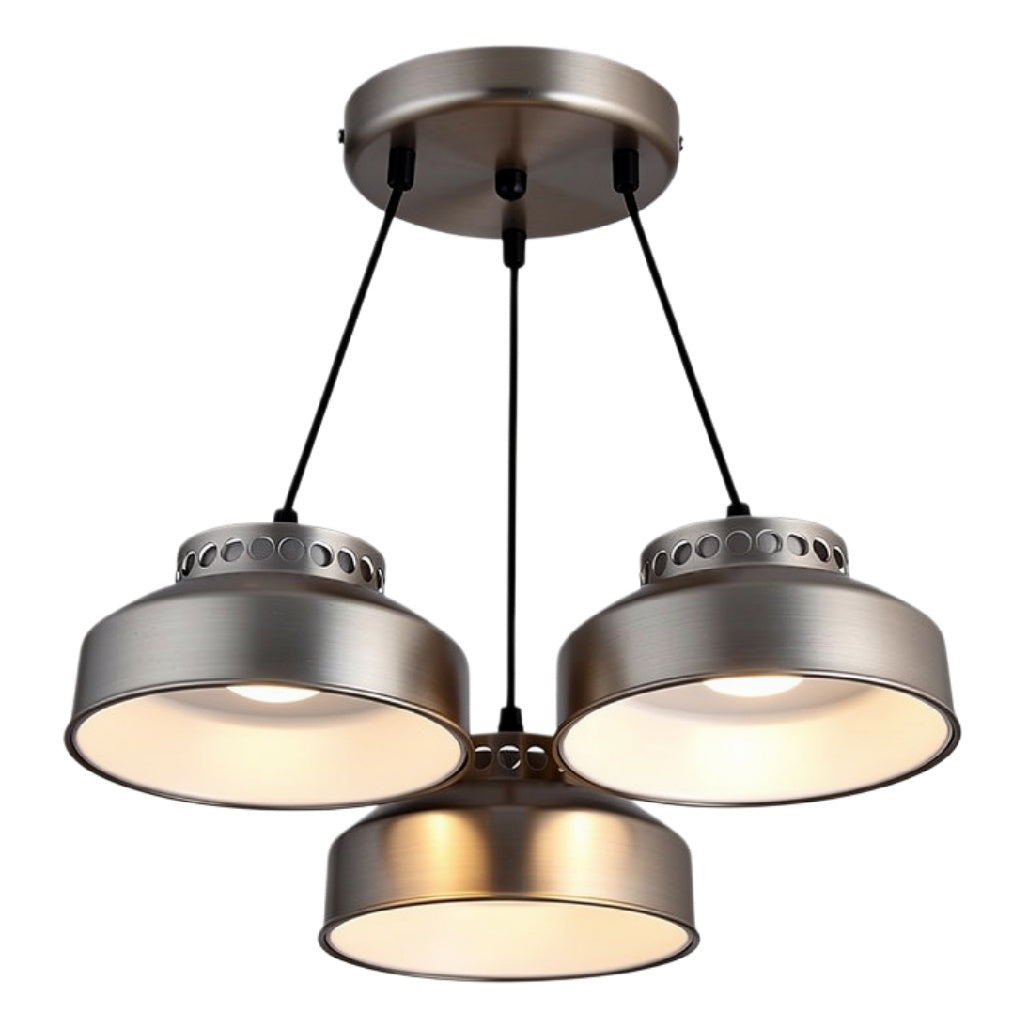 Moderne Hanglamp met Drie Lichten en Stalen Afwerking