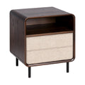 "Moderne Nachtkast met Houten Afwerking en Textiel Lade"